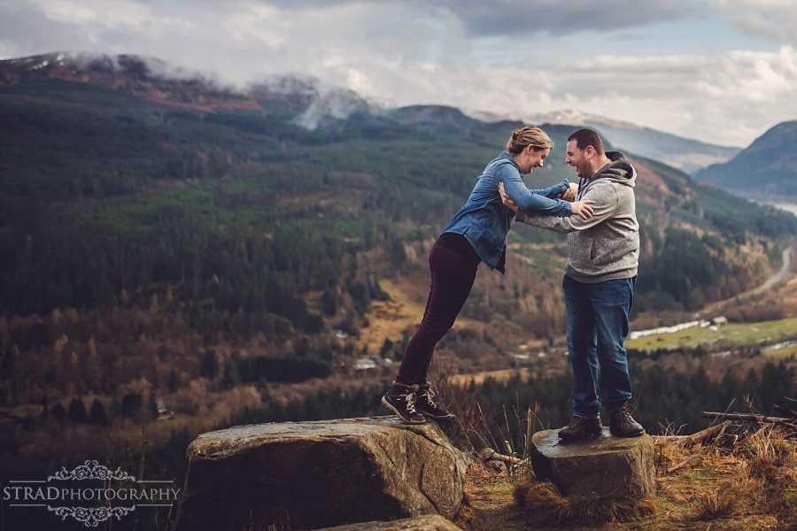 pre wedding engagement photography in scottish highlands, engagement, scotland, mountains, hiking, couple, engaged, save the date, adventure, scottish views