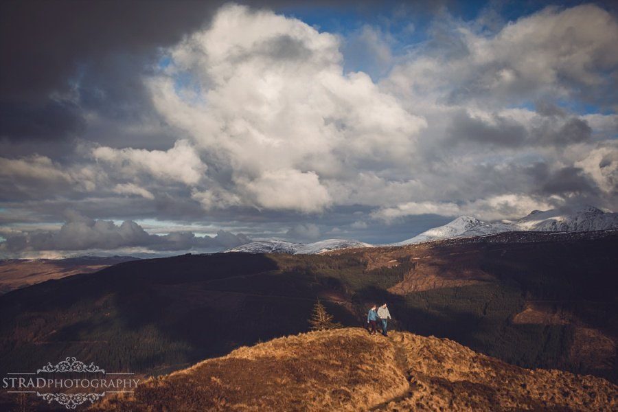 pre wedding photography in scottish highlands, engagement, scotland, mountains, hiking, couple, engaged, save the date, adventure, scottish views