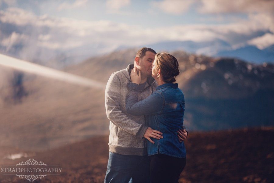 pre wedding photography in scottish highlands, engagement, scotland, mountains, hiking, couple, engaged, save the date, adventure, scottish views