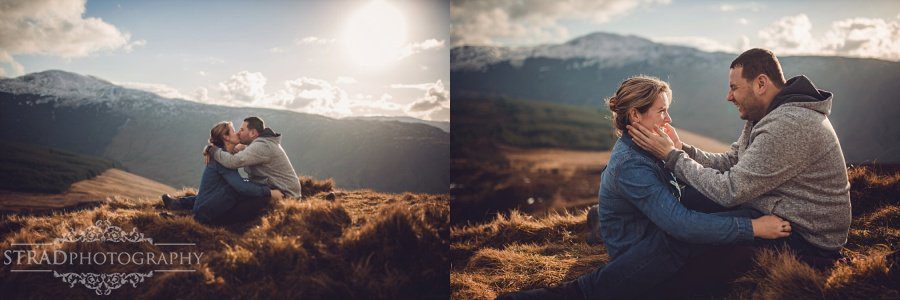 pre wedding engagement photography in scottish highlands, engagement, scotland, mountains, hiking, couple, engaged, save the date, adventure, scottish views