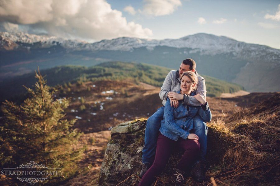 pre wedding engagement photography in scottish highlands, engagement, scotland, mountains, hiking, couple, engaged, save the date, adventure, scottish views