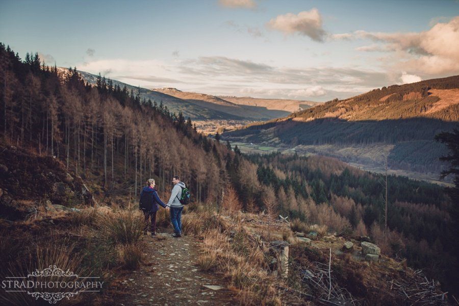 pre wedding engagement photography in scottish highlands, engagement, scotland, mountains, hiking, couple, engaged, save the date, adventure, scottish views