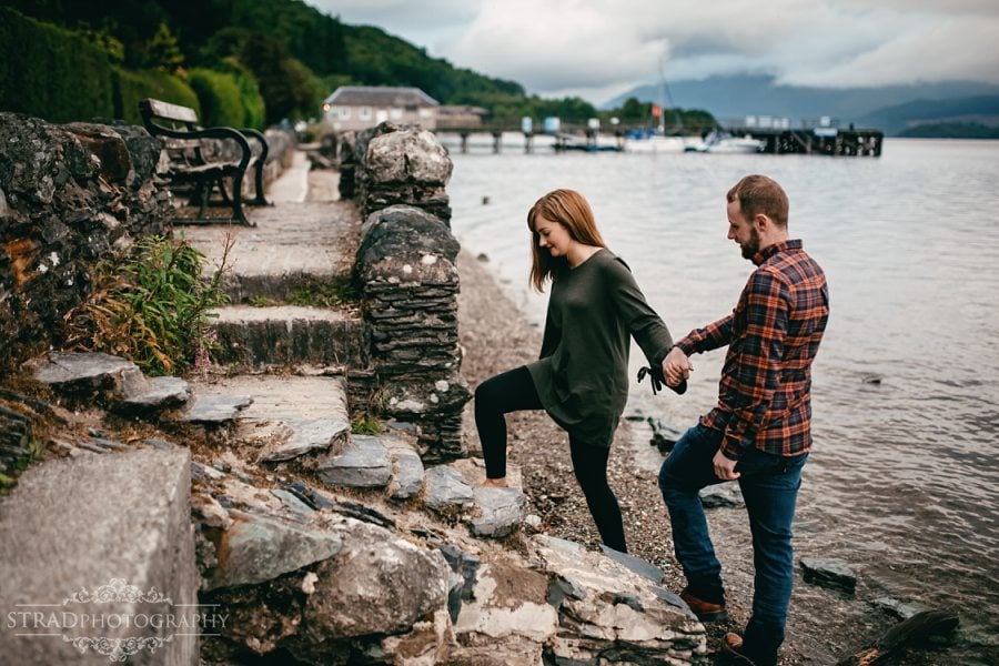 beach, engaged, engagement photography Luss, loch lomond, Luss, pre wedding photography, save the date, scotland, soon to be married, sunrise