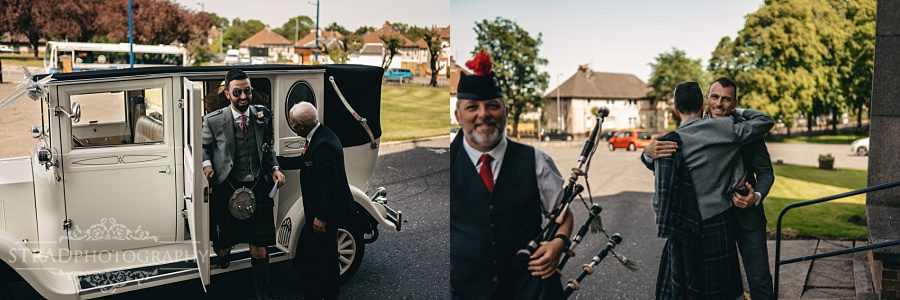 Groom arrives at the church