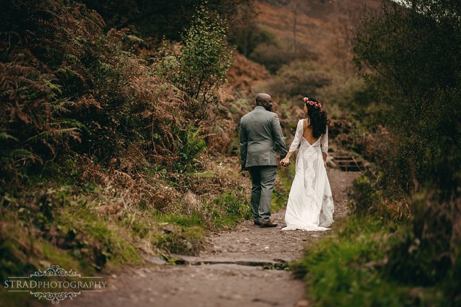 Bride and groom on the way to the Conic Hill