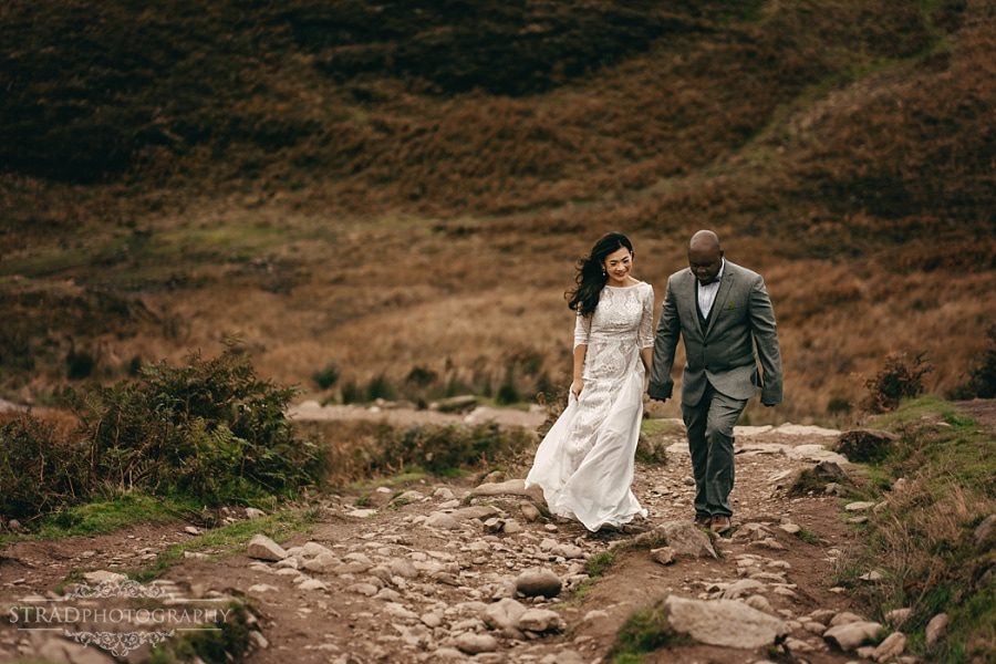 Bride and groom on the way to the Conic Hill
