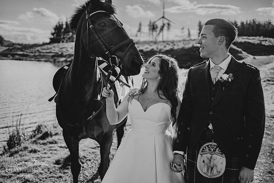 Wedding photographs with horse