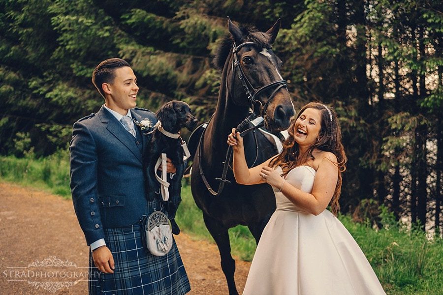 Wedding photographs with horse