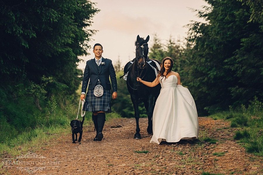 Wedding photographs with horse