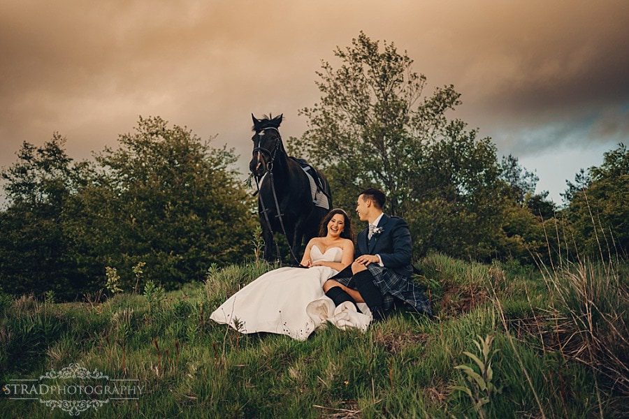 Wedding photographs with horse