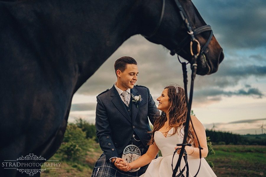Wedding photographs with horse