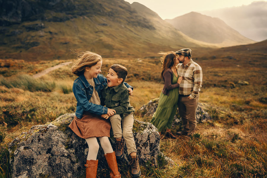Family enjoying nature in Scotland.