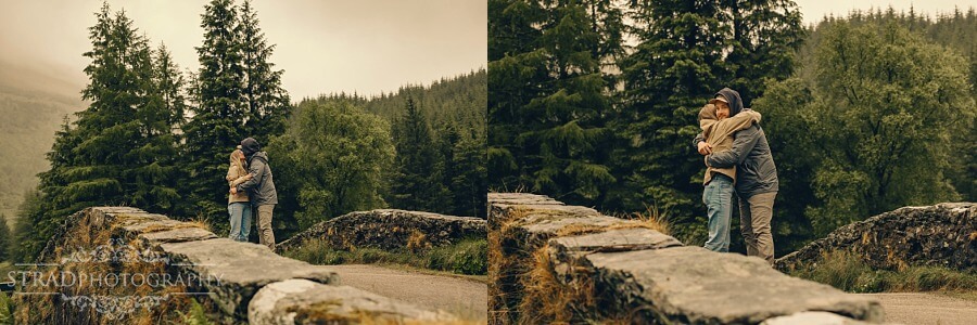 man proposing to his girlfriend on Butter Bridge, Scotland