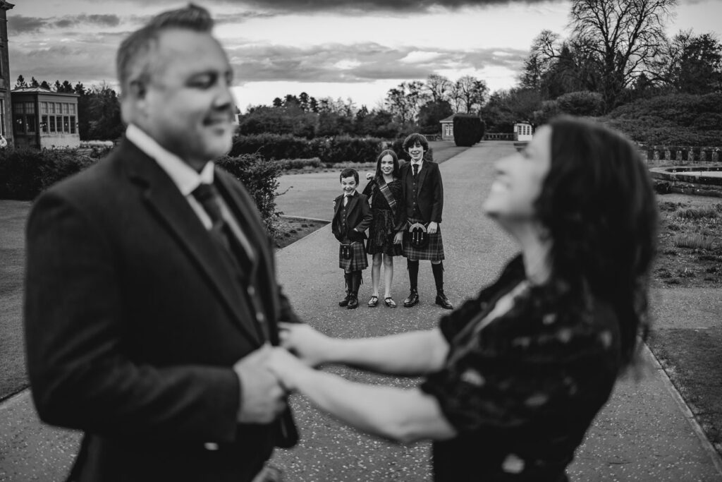 Family portrait in a scenic location.