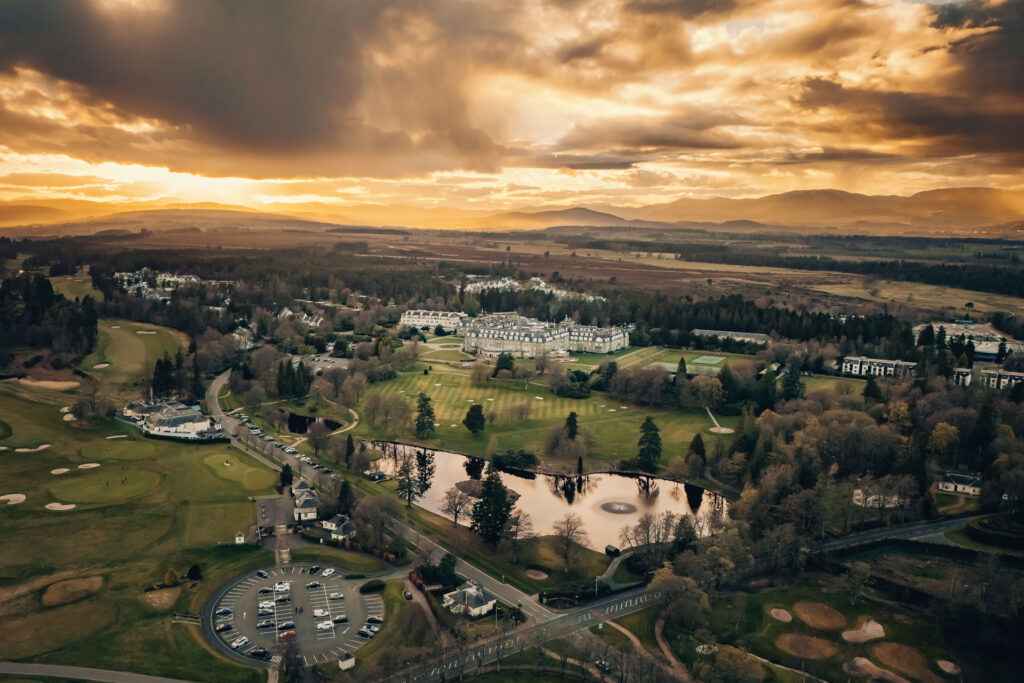 Stunning sunset over Gleneagles resort.