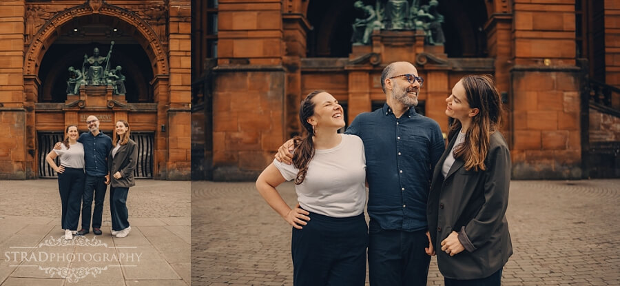 Siblings portrait during extended family photo session near Kelvingrove Museum.