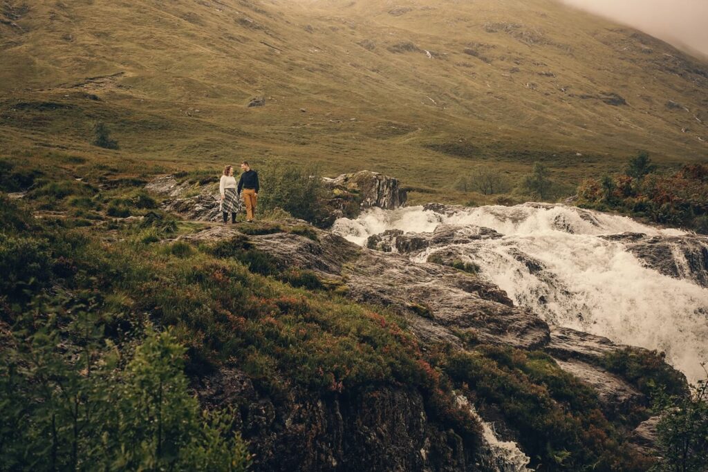glencoe waterfall couples photoshoot
