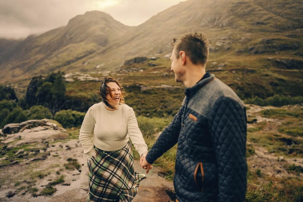 rainy couples photoshoot scotland highlands