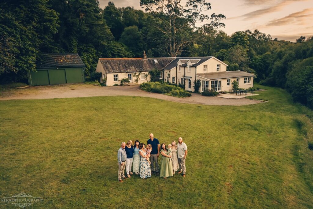 Family gathered outside Port na Mine holiday home